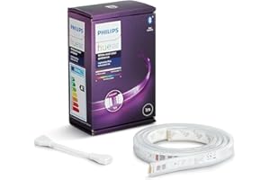 ‎PHILIPS HUE Philips Hue White & Color Ambiance Lightstrip Plus Erweiterung (1 m), dimmbarer LED Streifen für das Hue Lichtsystem mit 16 Mio. Farben, smarte Lichtsteuerung über Sprache oder App