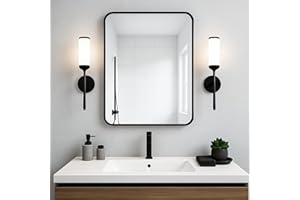 Amazing Tour Bathroom Wall Mirror,55 x 75cm Rectangle Mirror,Wall Mounted Metal Framed Mirrors For Makeup Bedroom Entryway Bathroom Black