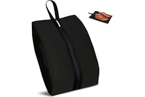 FYTXSZ Shoe Bags for Travel, Waterproof Oxford Fabric, Zippered Shoe Storage Organiser with Handle, Lightweight Dustproof Shoe Pouch for Trainers, Gym, Business Trip, 16.5 x 9.8 Inches (Shoe Bag Black)