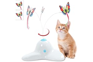 Pawsayes Jouets interactifs pour Chats, Jeux d'intérieur et Exercices pour Chats, tournent automatiquement à 360 degrés avec 2 Charges, Papillons Qui Brillent la Nuit