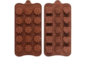 GVEYIQK Lot de 2 moules à chocolat en silicone, moules à protéines pour bonbons, moules à bonbons, moule à pain d'épices en silicone, pour chocolat, gelée, pralines, glaçons et savons