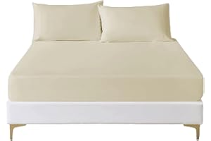 funky gadgets 100% Egyptian Cotton king size fitted sheets Extra Deep Pocket Bedsheets- Cream fitted sheets king size Bedding Set no Pillow cases Shrinkage & Fade resistant Bed Sheets