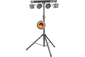 ETEC PROFESSIONAL SHOW EQUIPMENT ETEC Professional LED PARTYBAR 2 – 2x PAR Scheinwerfer & 2x Derby Effekt inkl. Stativ & Fernbedienung – Musikgesteuertes Disco Licht Komplettset für DJ, Party & Bühne