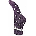 Joya Luxurious Cuff Bed Wool Blend Socks UK 4-7 EU 36-40 Purple With Small Cream Stars