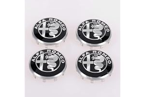 LOOFSAF 4 Stück Radnabenkappen für Alfa Romeo GIulia Stelvio OE 60MM, Nabendeckel Nabenkappen Felgendeckel Felgenkappen Radnabenabdeckung Radnabendeckel