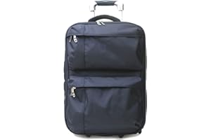 BIBA | Walizka podróżna typu Wózek, walizka Meri G, uchwyt na wózek, zamek błyskawiczny, Poliester+ABS, Granatowy, S, Walizki i wózki