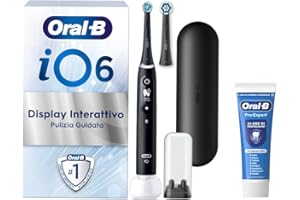 Oral-B Spazzolino Elettrico Ricaricabile iO 6N Nero, 1 Spazzolino Elettrico, 2 Testine Di Ricambio, Custodia Da Viaggio + 1 Dentifricio Oral-B Pro Expert, Pulizia Denti Efficace