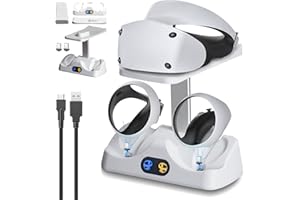 SEMAIKI Charging Station for PSVR 2, Magnetic Sense PSVR 2 Charge Station Dock, with Storage PSVR2 Headset Display Vertical Stand, LED Indicator, USB to Type-C Cable
