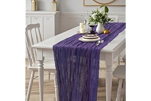 AlaTyche Purple Cheesecloth Table Runner 90 x300cm, Boho Table Runners, Gauze Rustic Vintage Table Runner for Bridal Baby Shower Sheer Birthday Holiday Party Table Decorations