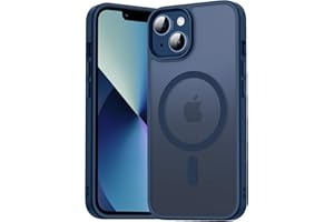 Kmofizle Coque Magnétique pour iPhone 13 / iPhone 14, Étui Housse Arrière Translucide Givrée, Fine Antichoc Anti-Traces de Doigts Case pour iPhone 13 / iPhone 14, Deep Blue