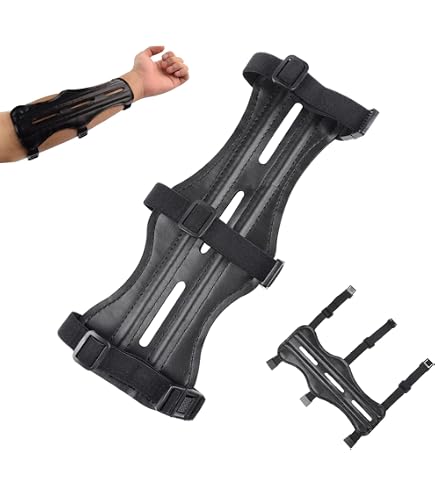 Brazalete Protector Para Tiro Con Arco - 3 Correas Ajustables, Poliuretano, 22 Cm