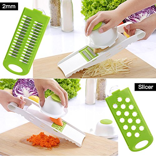 Mandoline Schneide, jtdeal 5 in 1 Multifunktional Gemüseschneider Zerkleinerer & gemüsehobel Kitchen Set für Gemüse und Obst aus Edelstahl und ABS Kunststoff - 3