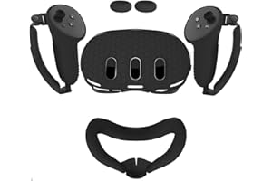 Rokeblau Accessoires VR pour Meta Quest 3, VR Comprenant Le Couvercle du Contrôleur et Le Couvercle du Casque, Le Masque et Le Couvercle du Rocker, Silicone Confortable Le Casque Q3 VR (Noir)