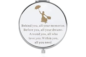FEELMEM Mary Poppins Gift Behind You All Your Memories Mary Inspired Quote Compact Mirror Mary Fans Gift
