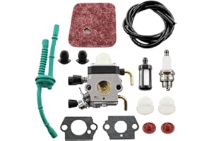 MCHNIC Carburetor Carburettor for STIHL FS38 FS46 FS45 FS55 KM55 HL45 FS45L FS45C FS46C FS55C FS55R FS55RC FS75 C1Q-S143 C1Q-S153 C1Q-S186 with Air Filter Fuel Line Kit