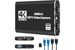 ZZOSRDR 4K Audio Video Capture Card, Full HD 1080P HDMI USB 3.0 Video Capture Device for Game Recording, Live Streaming Broadcasting, Online Teaching