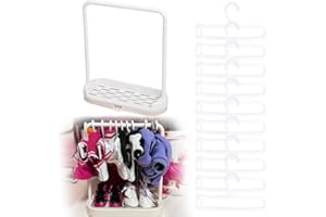 DIFLAX Perchero para Muñecas con 10 Piezas Mini Percha de Plástico Perchero para Muñecas Blanco Mini Perchero para Armario Accesorios de Moda para Muñecas Gatos y Cachorros