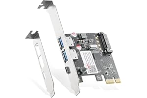 Binardat PCIE zu USB 3.0 Erweiterungskarte, 2 USB Typ-A und 1 USB Typ-C Anschlüsse, eigene Stromversorgung, Low Profile Halterung, für Windows 10/11