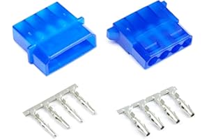 Shakmods Blue Male & Female 4 Pin Molex Connector With Pins for PC Computer Power Supply