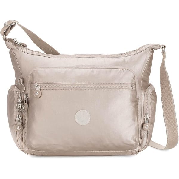 Kipling Basic Print Gabbie Umhängetasche M – Signature Print Schwarz/Weiß | 35x27x14 Cm, Polyester | Mit Gorilla-Anhänger