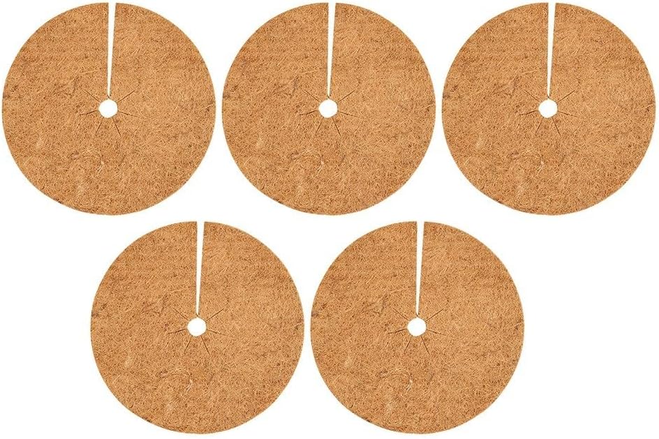 Natural Round Flat Mat Crafted from Coconut Husk Fibers to Protect Plant Stems and Minimize Unwanted Grass Spread in Ground Beds (23CM)