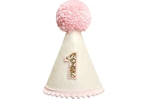 Yoolhamy 1st Birthday Hat for Baby Girls Boys, Boho First Birthday Hat, Handmade One Birthday Crown Conical Cap Decorations