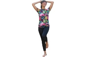 ROVARS RRovars Poly Jersey Two Piece Women Swimwear Printed Swim Top with Plain Legging
