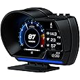 TERRIFI Car HUD Head Up Display P6, OBD Gauge Display+GPS Speedometer Dual System Smart Gauge Display, speed alarm, water temperature alarm, Works Great for Most Cars