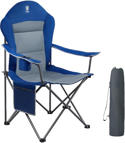 Chaise De Camping Pliante Berger - Rembourrée Avec Porte-Boisson - Supporte 100 Kg