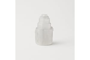 ROCKING GIFTS Monolito de Selenita Mini Blanco Natural Pequeño, Eisberg Torre Skyscraper Catedral Cascada con Base Aprox. 6 cm de Alto, procedencia Marruecos, Cristal y Minerales