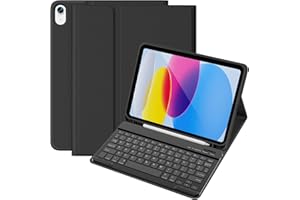 KBCASE for iPad 10th /A16 11th Generation Case with Keyboard Detachable Keyboard Case for iPad 10th 10.9" 2022/A16 11th Generation 11" 2025 with Pencil Holder, Multi-Angle,UK Layout, Black