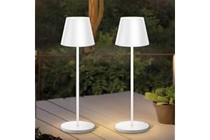 GEPROSMA 2 Pezzi Metallo Lampada da Tavolo Senza Fili Lampada da Comodino Led Ricaricabile Moderni Lampada Scrivania a Batteria,Touch 3 Modes, Luce Portatile per camera da letto,Soggiorno,Esterni