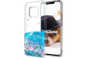OKZone Case for Huawei Mate 20 Pro Case Glitter [with HD Screen Protector], Flowing Liquid Sparkly Bling Quicksand 3D Glitter Design TPU Protective Case for Huawei Mate 20 Pro (Blue Heart)