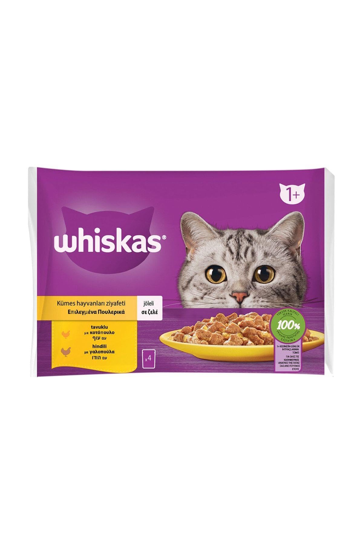 Whiskas Pouch Jöle İçinde Tavuklu ve Hindili Yetişkin Kedi Konservesi 4x85 Gr