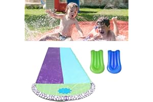 LUFEIS Rasen Wasserrutschen, Wasserrutschbahn mit Sprinkler und Surfboard, Doppel-Wasserrutsche, Wasser Spielzeug Outdoor Wasserspielzeug für Garten Rasen und Kinder,480 x 140cm