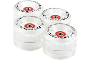 FunTomia - Lot de 4 grosses roues de skateboard ou longboard à LED - 65 x 45 mm - 80 A avecroulements et espaceurs magnétique Mach1®, dureté 80 A