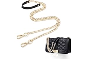 JINXAIN Sangle de Chaîne en Cuir PU 120cm Chaîne de Sac à Main Sangles de Remplacement Le Noir Chaîne de Sangles en Cuir Peut Etre Utilisé pour les Portefeuilles, Sacs à Main, Sacs à Dos(Or)