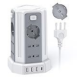 Ciabatta Elettrica Multipresa 3M con 12 Prese Universali 10/16A (4000W) ITA e Schuko e 3 USB A+1 USB C protezione Sovratensio