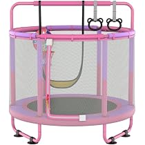 Trampoline Enfant CZCPARY Avec Filet De Sécurité - 50kg Capacity - Intérieur/Extérieur - Panier De Basket Inclus