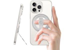 EWA MagOne 3rd Gen [Compatible con MagSafe] Soporte de Agarre para teléfono con Correa elástico para los Dedos, Anillo Magnético extraíble, para iPhone 16, 15, 14, 13, 12 - Plata