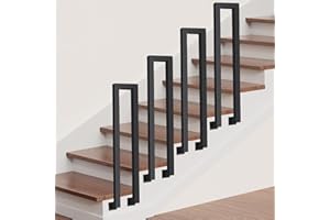 COZYKIMO Corrimano a Ringhiera per Scale interne, a forma di U, ferro battuto, corrimano scale fai da te Montaggio Laterale, passamano per scale esterni, Corridoio Loft Villa (90cm, Nero)