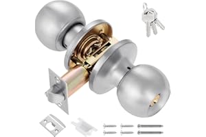 Knpwer Ronde Bouton Serrure Verrouillage Porte,Serrure de Porte Design Tulipe,Bouton de Porte Rotatif,Poignée de Porte Rotative (Style 2, Silver)