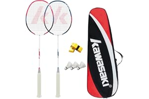 ‎A1 TAAN Kawasaki Badmintonschläger Profi Graphit Badminton 2er Set Leichter Schläger für Sport, Training & Unterhaltung mit 3 Badminton-Federbällen/2 Overgrips/1 Tragetasche