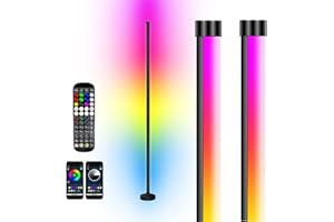 Sunity lampadaire sur pied salon 2 pièces,lampe salon RGBW Lampe Led sur Pied pour Le Salon avec Synchronisation de La Musique/Couleur Blanc Chaud/Télécommande et Contrôle APP Bluetooth