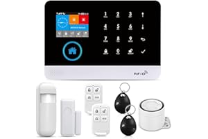 PGST Alarme Maison sans Fil WiFi GSM/4G Connectée avec Sirène Extérieure,Capteur de Fenêtre de Porte,Télécommande,Compatible avec Alexa, Google Assistant