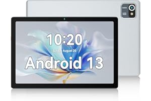 HotLight Tablet 10 Zoll, Android 13 Tablet with 6GB RAM+64GB ROM+128GB SD Erweiterung, Quad Core Prozessor, 5000 mAh, 1280 x 800 IPS HD, Tablet PC mit Dual Kamera-Silber