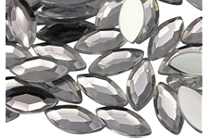 Allstarco 15x7mm Crystal Clear .AC Navette Flat Back Acrylic Rhinestones Marquise Gems for Crafts Horse Eye Costume Embelishments Card Making Jewels Jewelry Making Cosplay Jewels 40 Pieces