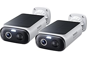 Baseus Security S1 Lite [2-CAM] Camara Vigilancia WiFi Exterior Solar IP67, Camara IP Seguridad Bateria 2K 135°, Visión Nocturna a Color, Sin Cargos, Detección Humana, Compatible con Alexa y Google