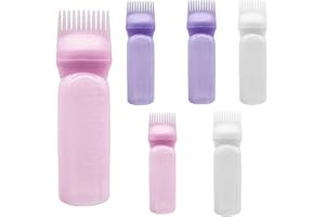 DIVONO 6 Stück Haarfärbepinsel Flasche,Haaröl Applikatorflasche,Farbkombinations Haarfarbenpinsel, Ölwurzelkamm Applikator aus Kunststoff 6 oz Für die DIY Haarpflege