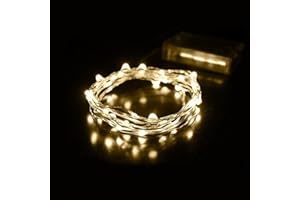 ANNEFLY Fairy Lights, 2M 20 LEDs Battery Powered Silver Wire String Lights Waterproof Fairy Lights Indoor Outdoor Lighting Bedroom Garden Jars Camping Wedding Party Festival Tree decorations - Warm White